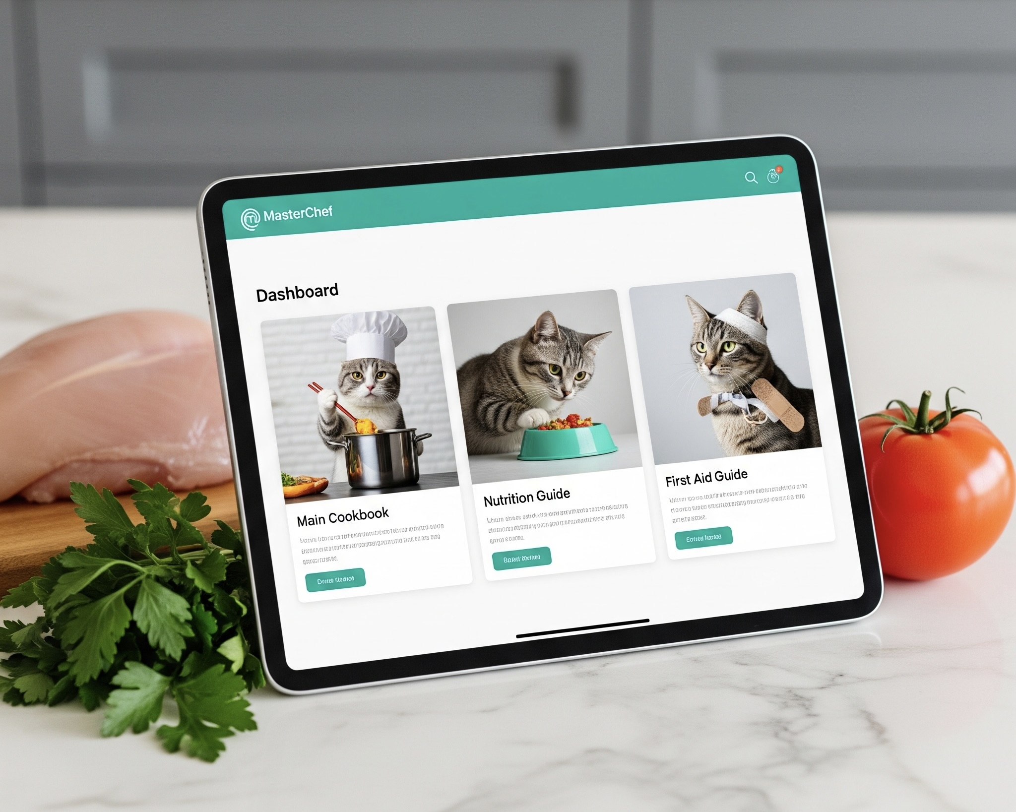 Mockup of MasterChef Cats Digital Program and two bonus modules